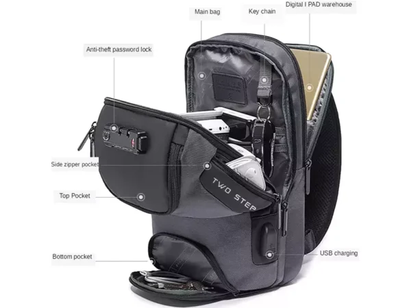 کوله تک بند ضد سرقت یو اس بی دار bange کد BG-7082 - Image 3