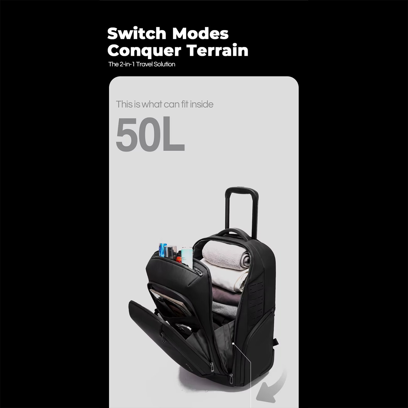 کوله پشتی مسافرتی چرخ دار 50 لیتری بنج BANGE BG-8079